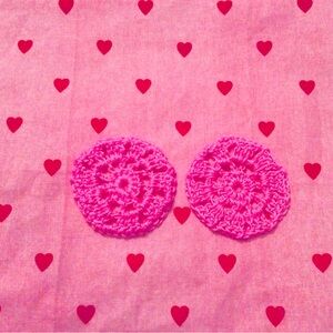 Lipstick pink - Summer ~ Hippie, Crochet earrings.